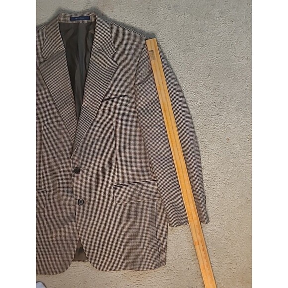 Vtg Chaps Ralph Lauren Blazer Mens 44R Houndstooth Silk Wool Sportscoat Canada - Picture 12 of 16
